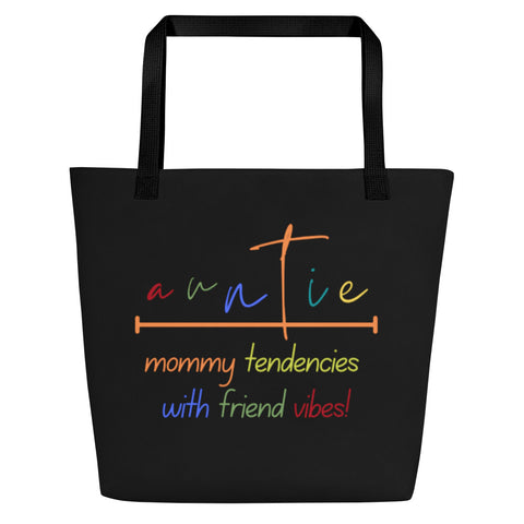 Auntie Rainbow All-Over Print Large Tote Bag