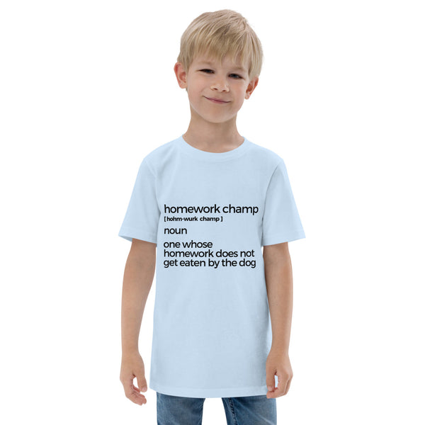 Homework Champ Youth jersey t-shirt