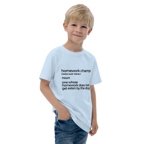 Homework Champ Youth jersey t-shirt