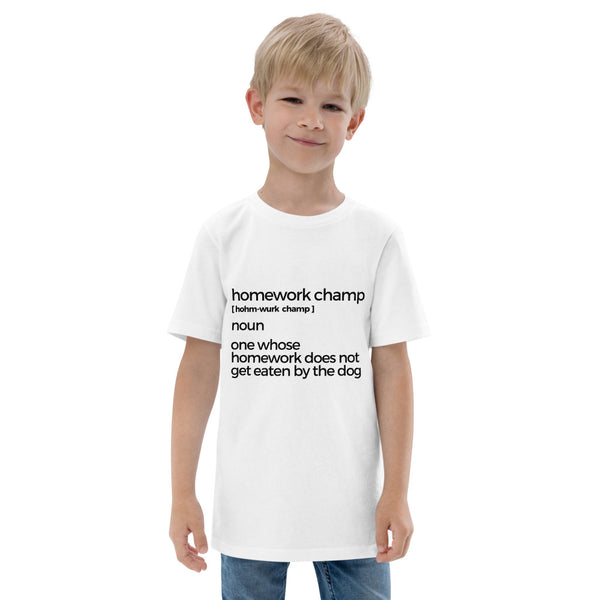 Homework Champ Youth jersey t-shirt